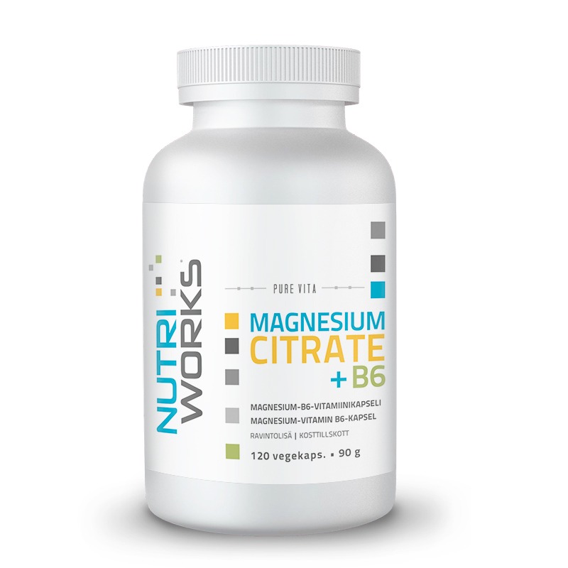 Nutri Works Magnesium Citrate+B6, 120 kaps.