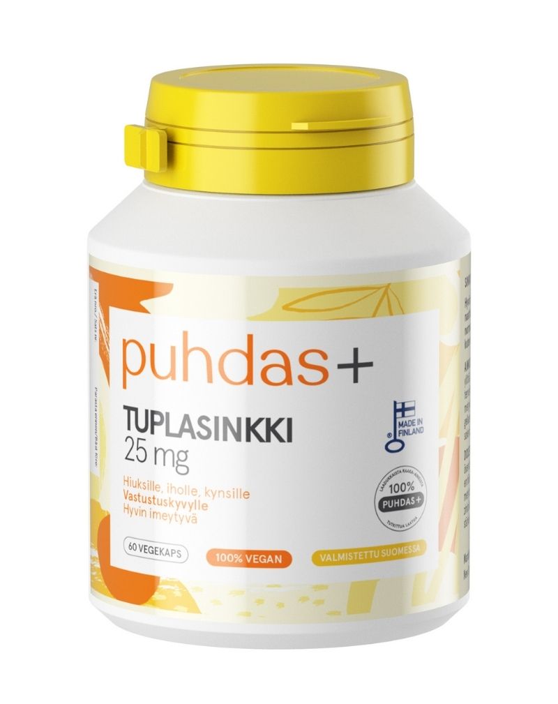 Puhdas+ Tuplasinkki 25 mg, 60 kaps.