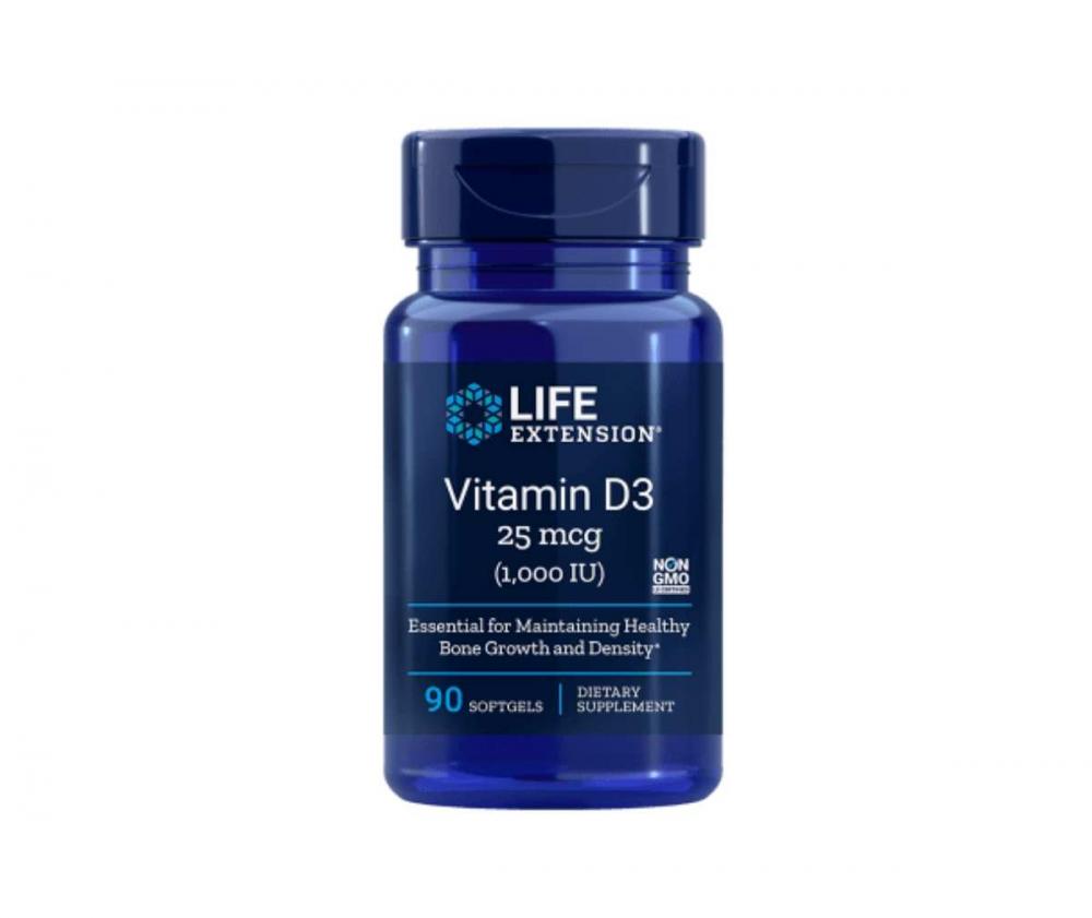 LifeExtension Vitamin D3, 25 mcg, 1000 IU, 90 kaps (04/25)