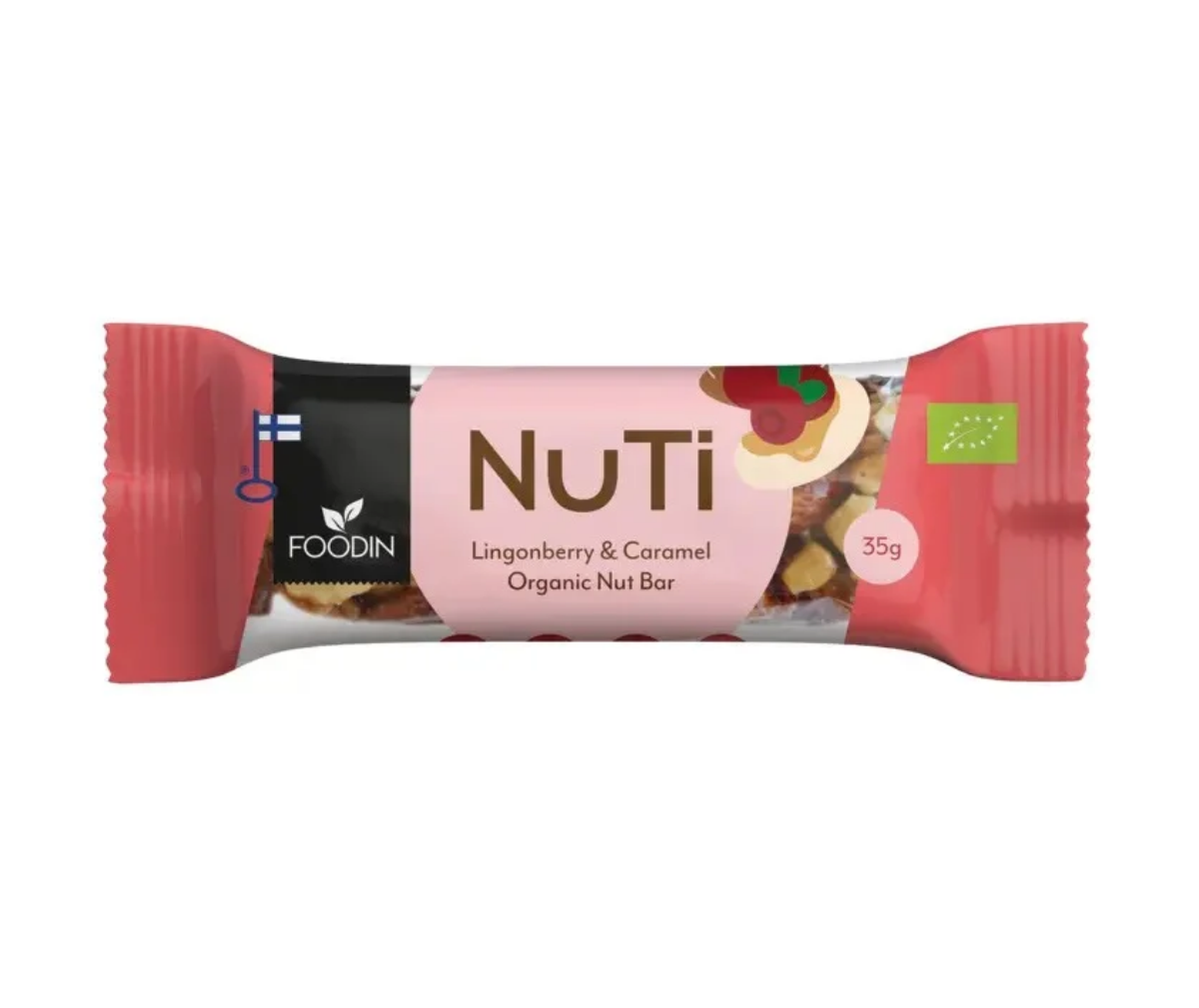 Foodin NUTI, 35&nbsp;g, Lingonberry & Caramel