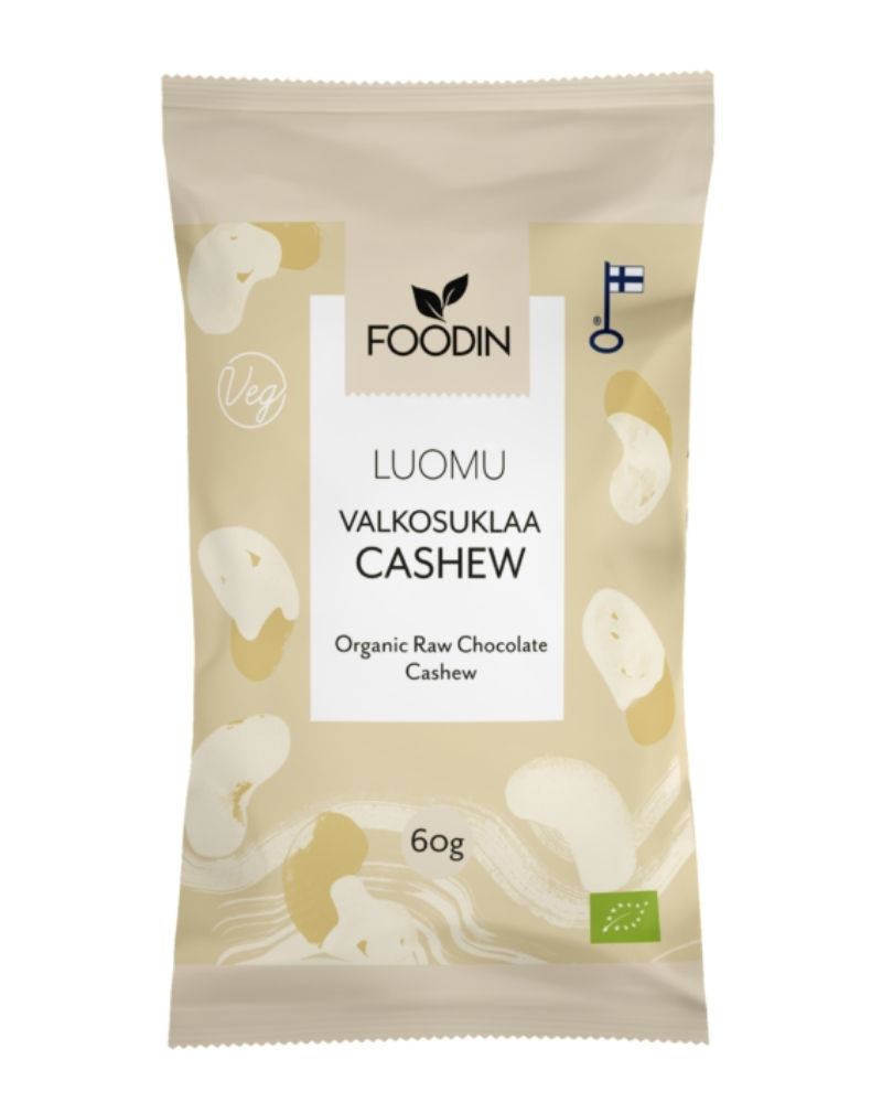 FOODIN Valkosuklaacashew, luomu, 60&nbsp;g