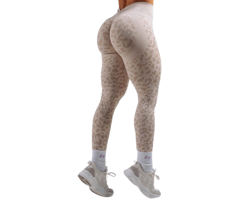 NEBBIA Push-Up Compression Leopard Leggings PRIMAL 849, Cream Leopard