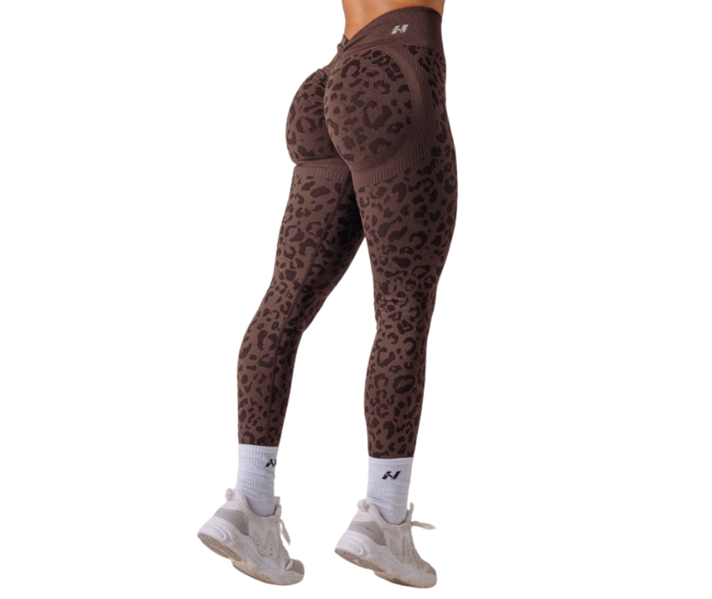 NEBBIA Push-Up Compression Leopard Leggings PRIMAL 849, Dark Brown Leopard