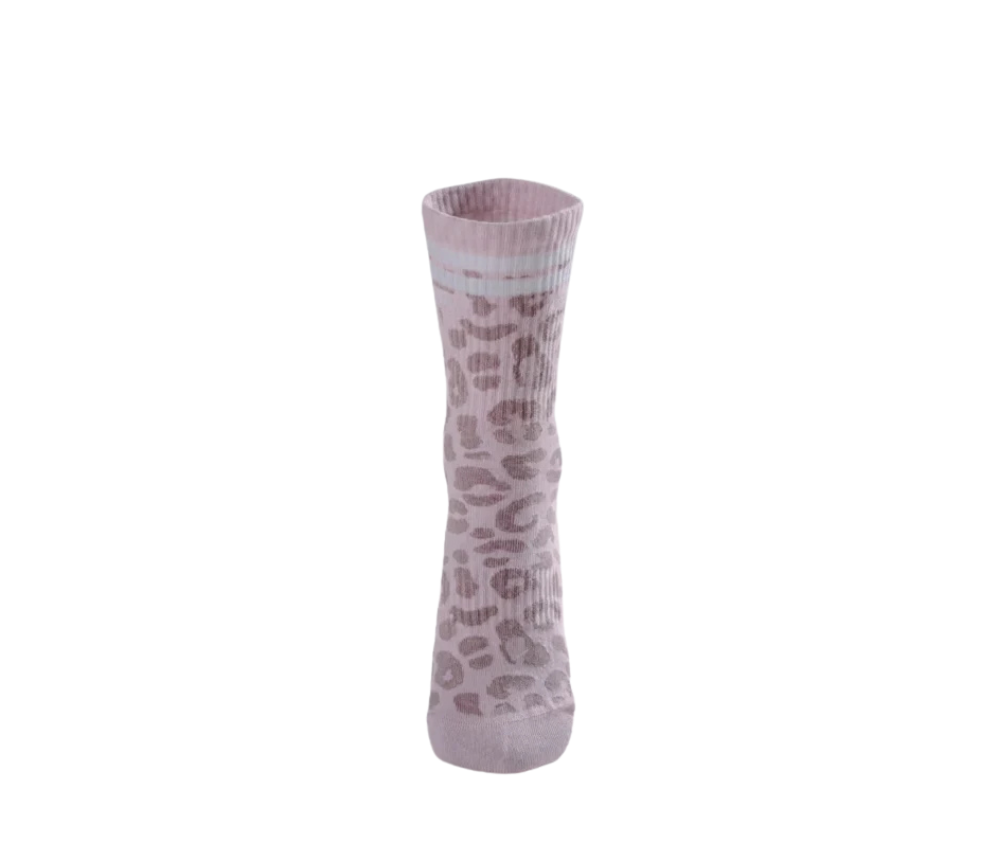 NEBBIA Leopard Crew Socks PRIMAL 106, Pink Leopard