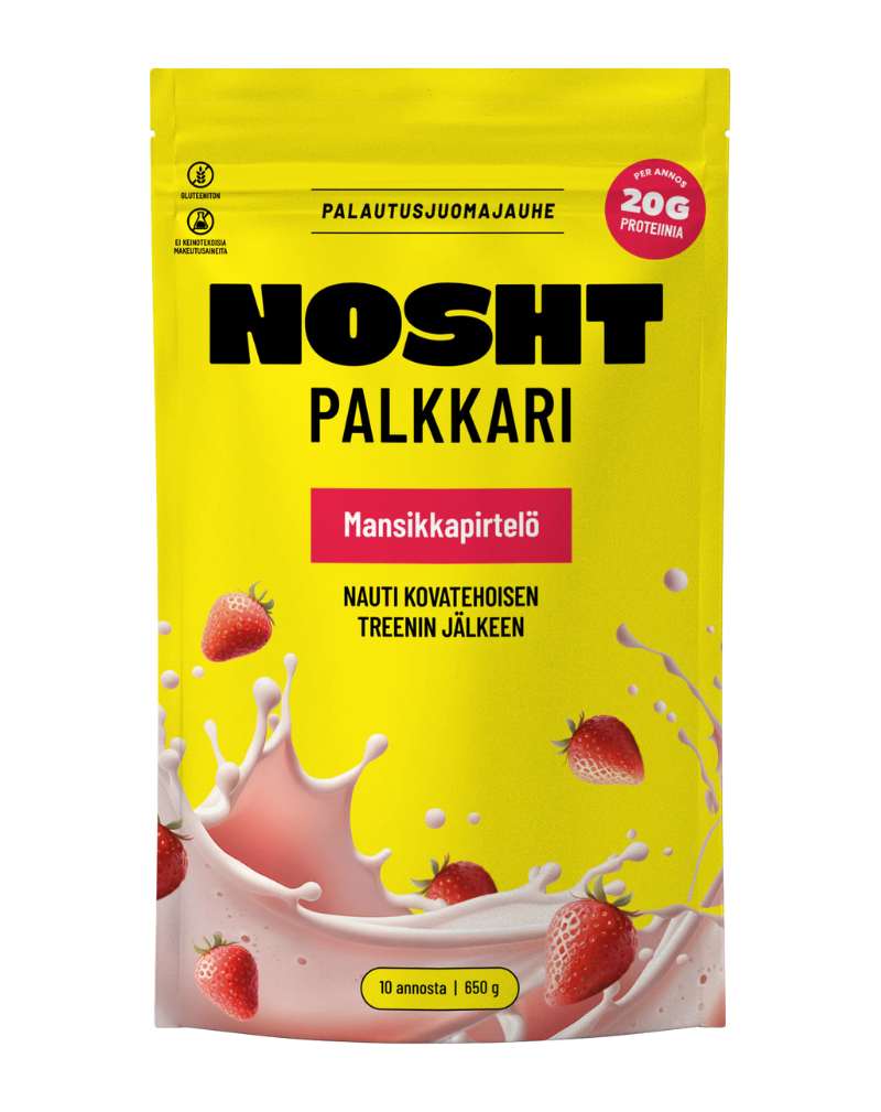 Nosht Palkkari, 650&nbsp;g, Mansikkapirtelö (poistotuote)