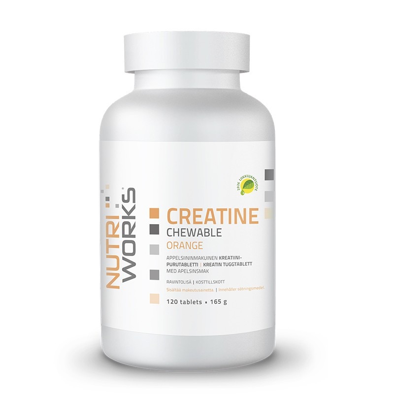 Nutri Works Creatine Monohydrate Chewable Tablets, Orange, 120 tabl