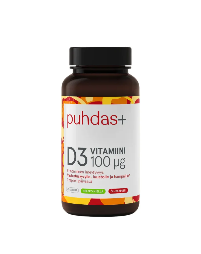 Puhdas+ D3-vitamiini oliiviöljy 100 µg