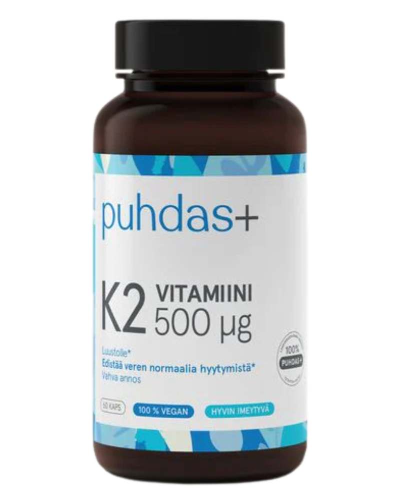 Puhdas+ K2-vitamiini 500 µg, 60 kaps. (päiväys 1/27)
