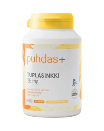 Puhdas+ Tuplasinkki 25 mg, 120 kaps. (02/25)