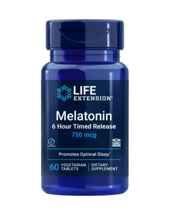 LifeExtension Melatonin 6 Hour Time Release, 60 kaps.