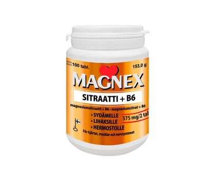 Magnex Sitraatti 375 mg + B6, 100 tabl.