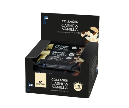 12 kpl Foodin Collagen Protein Bar, 50&nbsp;g, Cashew Vanilla