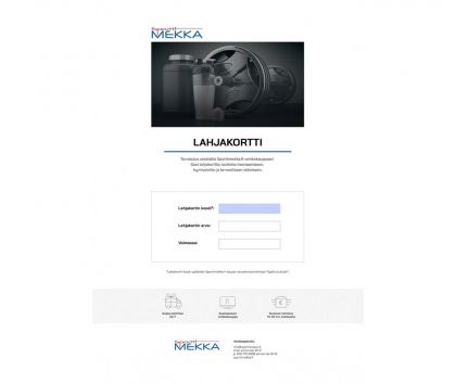 E-lahjakortti Sporttimekka.fi-verkkokauppaan