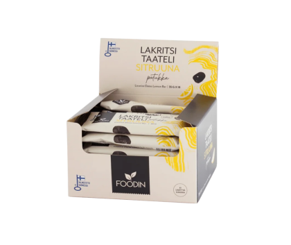 18 kpl Foodin Lakritsitaatelipatukka, 35&nbsp;g, Sitruuna