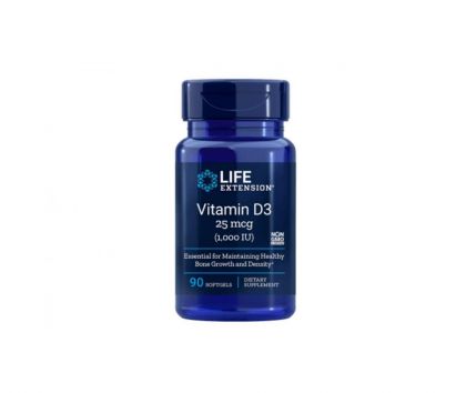 LifeExtension Vitamin D3, 25 mcg, 1000 IU, 90 kaps (04/25)