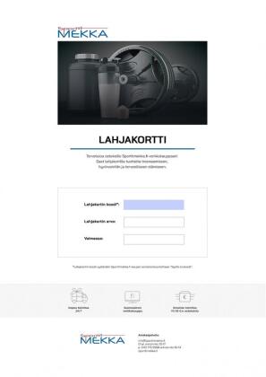 E-lahjakortti Sporttimekka.fi-verkkokauppaan