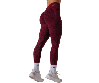 NEBBIA Push-Up Compression Leopard Leggings PRIMAL 849, Bordo