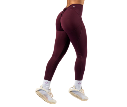 NEBBIA V-Cut Lace-Up Sculpting Leggings OWN YOUR POWER 426, Dark Red