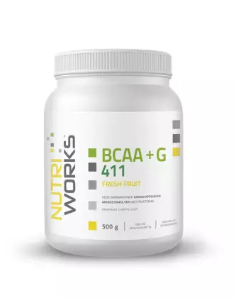 Nutri Works BCAA+G 411, 500&nbsp;g, Fresh Fruit