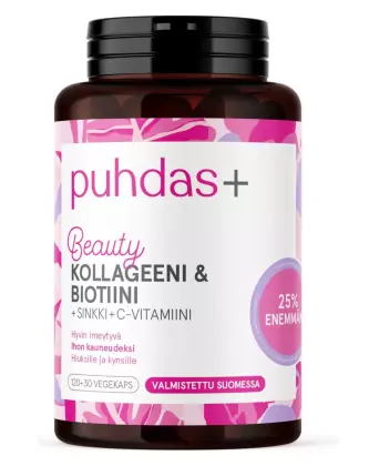 Puhdas+ Beauty Kollageeni & Biotiini, 120 kaps.