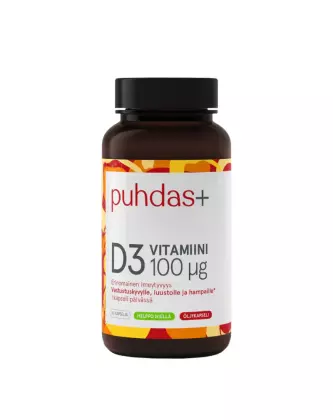 Puhdas+ D3-vitamiini oliiviöljy 100 µg