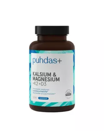 Puhdas+ Kalsium & Magnesium +K2 +D3, 90kaps