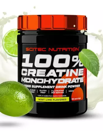 SCITEC 100 % Creatine Monohydrate, Flavoured, 300&nbsp;g, Mint Lime