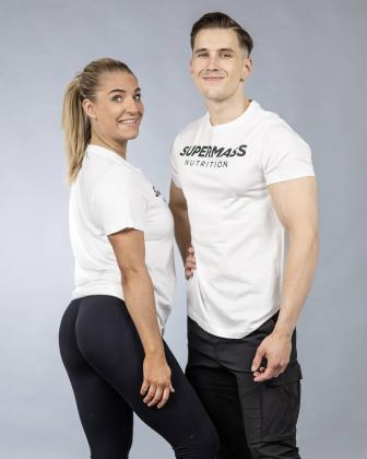 Supermass Nutrition Unisex T-paita, Valkoinen