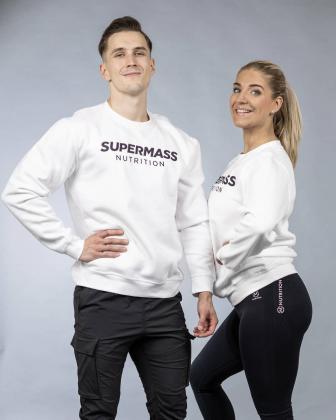 Supermass Nutrition Unisex Collegepusero, Valkoinen