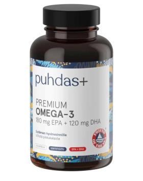 Puhdas+ Premium Omega-3 180 mg EPA + 120 mg DHA, 160 kaps.