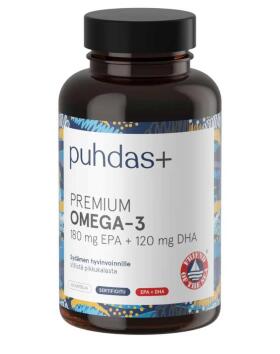 Puhdas+ Premium Omega-3 180 mg EPA + 120 mg DHA, 160 kaps.