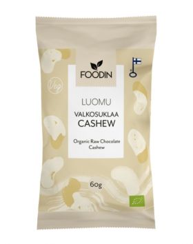 FOODIN Valkosuklaacashew, luomu, 60 g