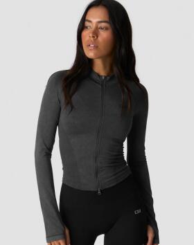 ICIW Sculpt Seamless 2-Way Zip (Kampanjatuote), Stone Wash Black