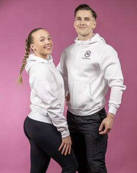 M-Nutrition Unisex Zip Hoodie, Valkoinen