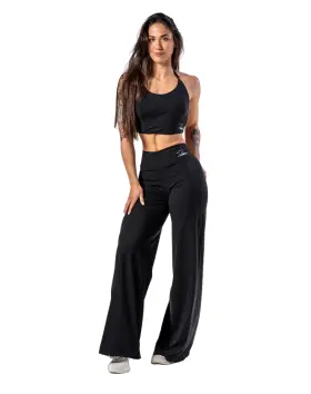 NEBBIA X Deni High-Waist Flared Pants 312, Black