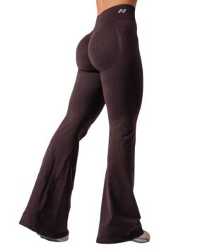 NEBBIA High-Waist Sculpting Flared Leggings FLOW SEAMLESS 498, Dark Brown