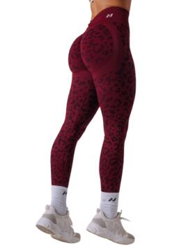 NEBBIA Push-Up Compression Leopard Leggings PRIMAL 849, Bordo