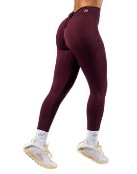 NEBBIA V-Cut Lace-Up Sculpting Leggings OWN YOUR POWER 426, Dark Red