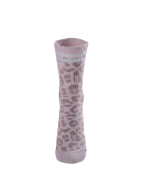 NEBBIA Leopard Crew Socks PRIMAL 106, Pink Leopard
