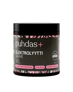 Puhdas+ Elektrolyyttijauhe, 120 g, Mansikka & Vadelma