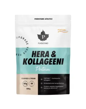 Puhdistamo Athletics HERA & Kollageeni 500&nbsp;g, Cookies & Cream