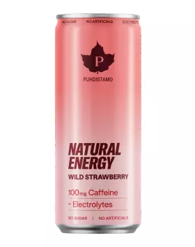 Puhdistamo Natural Energy Drink, 330 ml, Wild Strawberry + Electrolytes