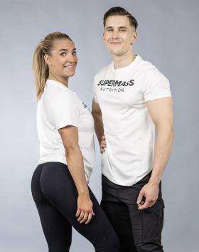 Supermass Nutrition Unisex T-paita, Valkoinen