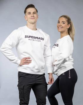 Supermass Nutrition Unisex Collegepusero, Valkoinen