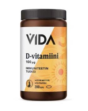 Vida D-vitamiini 100 mcg, 200 kaps.